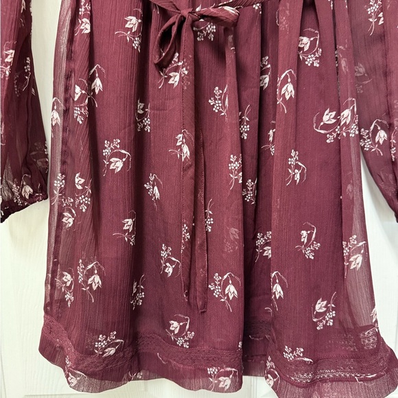 Abercrombie & Fitch Floral Burgundy Lined Dress Size XS - Picture 3 of 14